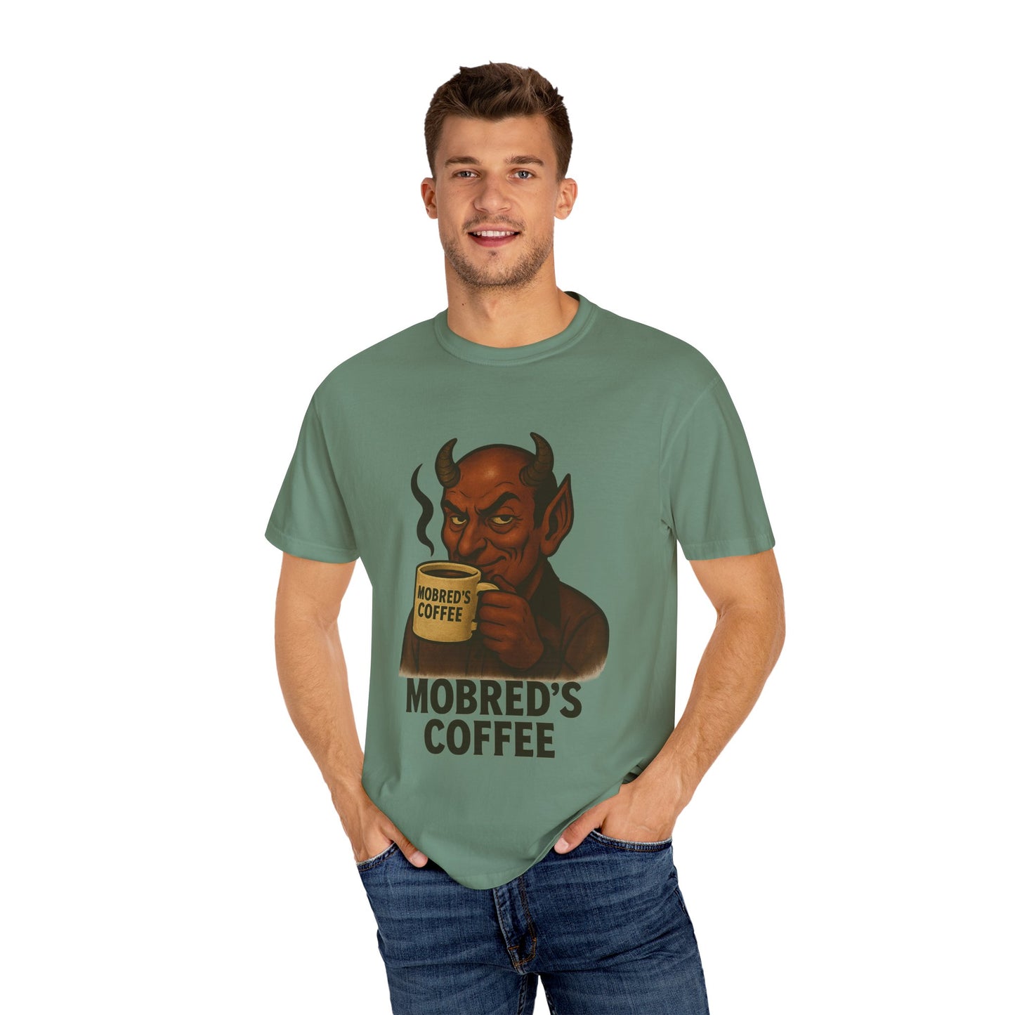 MOBRED'S Coffee T-Shirt, Unisex Graphic Tee, Funny Coffee Lover Gift, Quirky Art Shirt