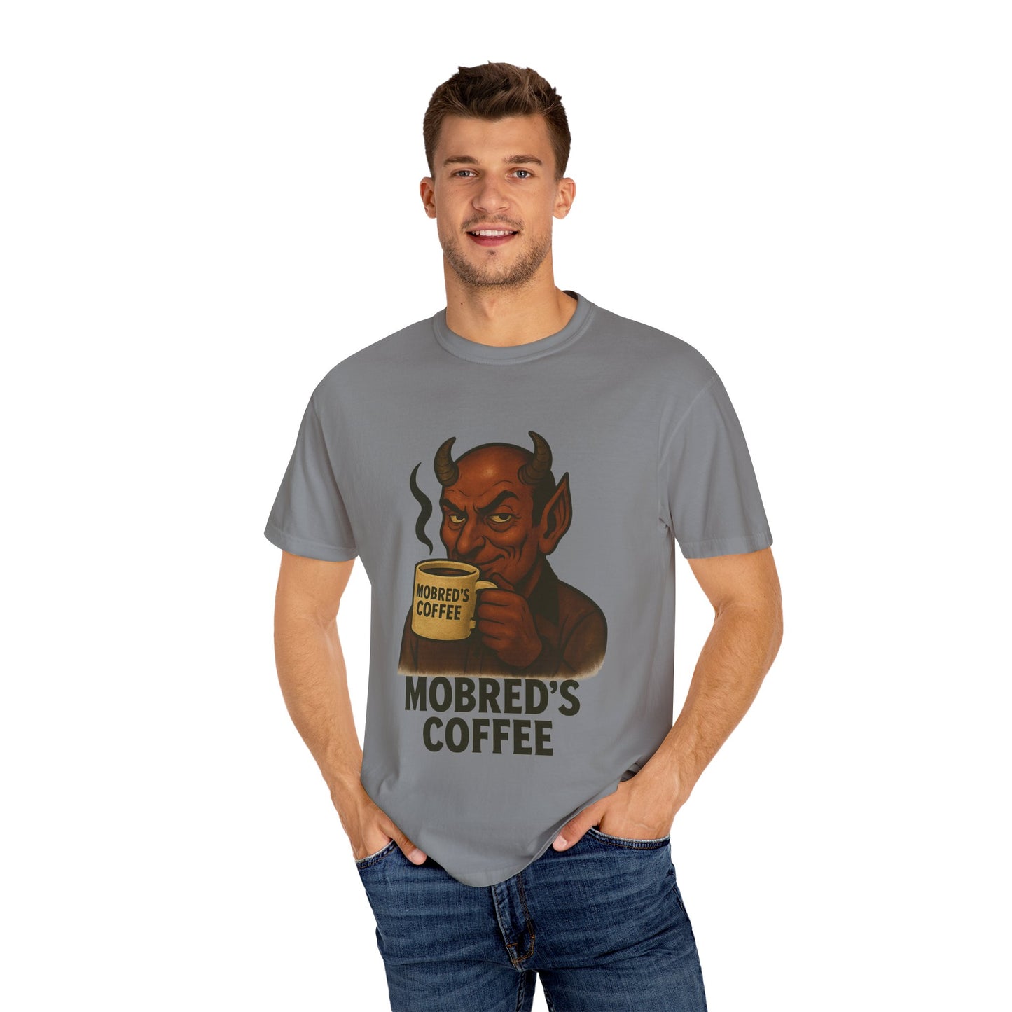 MOBRED'S Coffee T-Shirt, Unisex Graphic Tee, Funny Coffee Lover Gift, Quirky Art Shirt