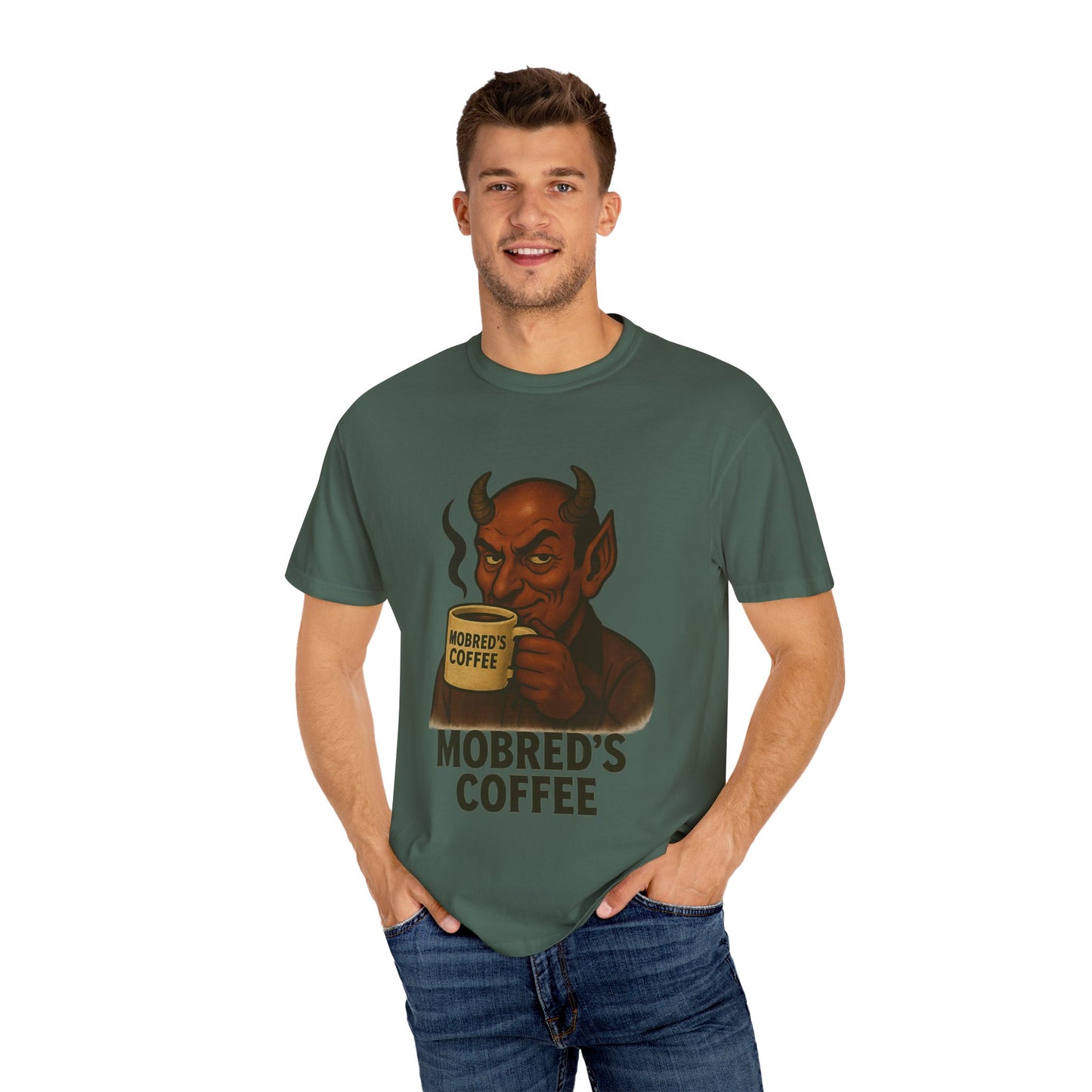 MOBRED'S Coffee T-Shirt, Unisex Graphic Tee, Funny Coffee Lover Gift, Quirky Art Shirt