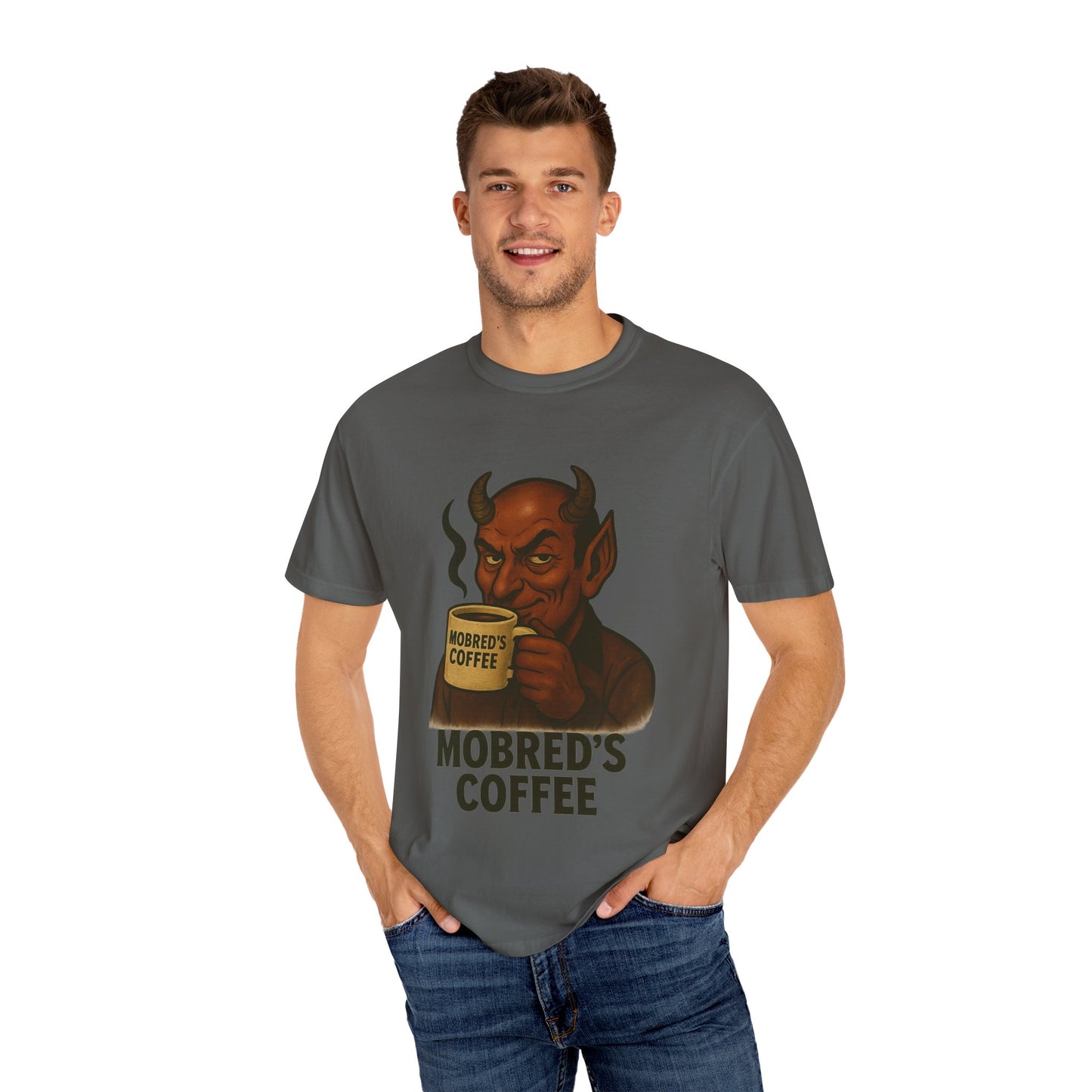 MOBRED'S Coffee T-Shirt, Unisex Graphic Tee, Funny Coffee Lover Gift, Quirky Art Shirt