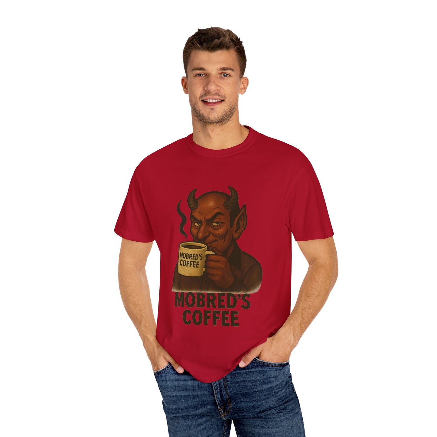 MOBRED'S Coffee T-Shirt, Unisex Graphic Tee, Funny Coffee Lover Gift, Quirky Art Shirt