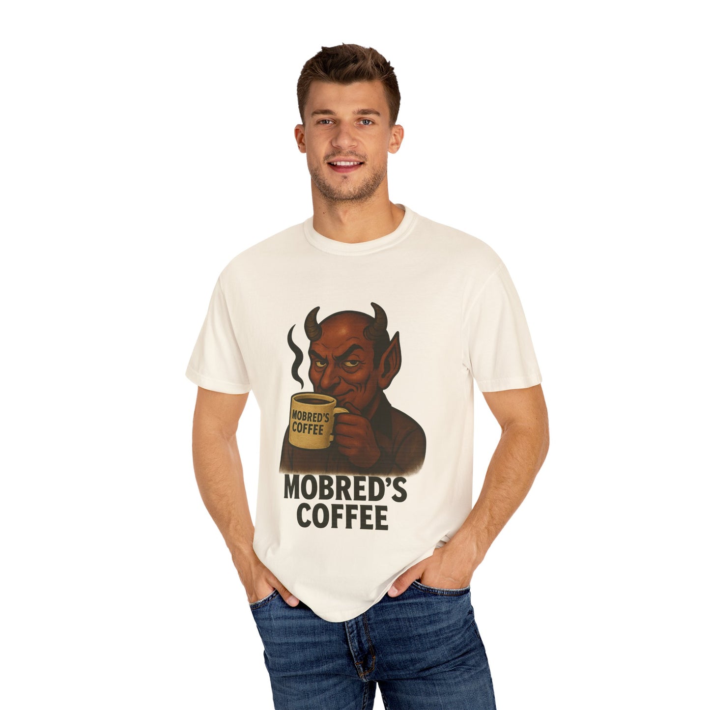 MOBRED'S Coffee T-Shirt, Unisex Graphic Tee, Funny Coffee Lover Gift, Quirky Art Shirt