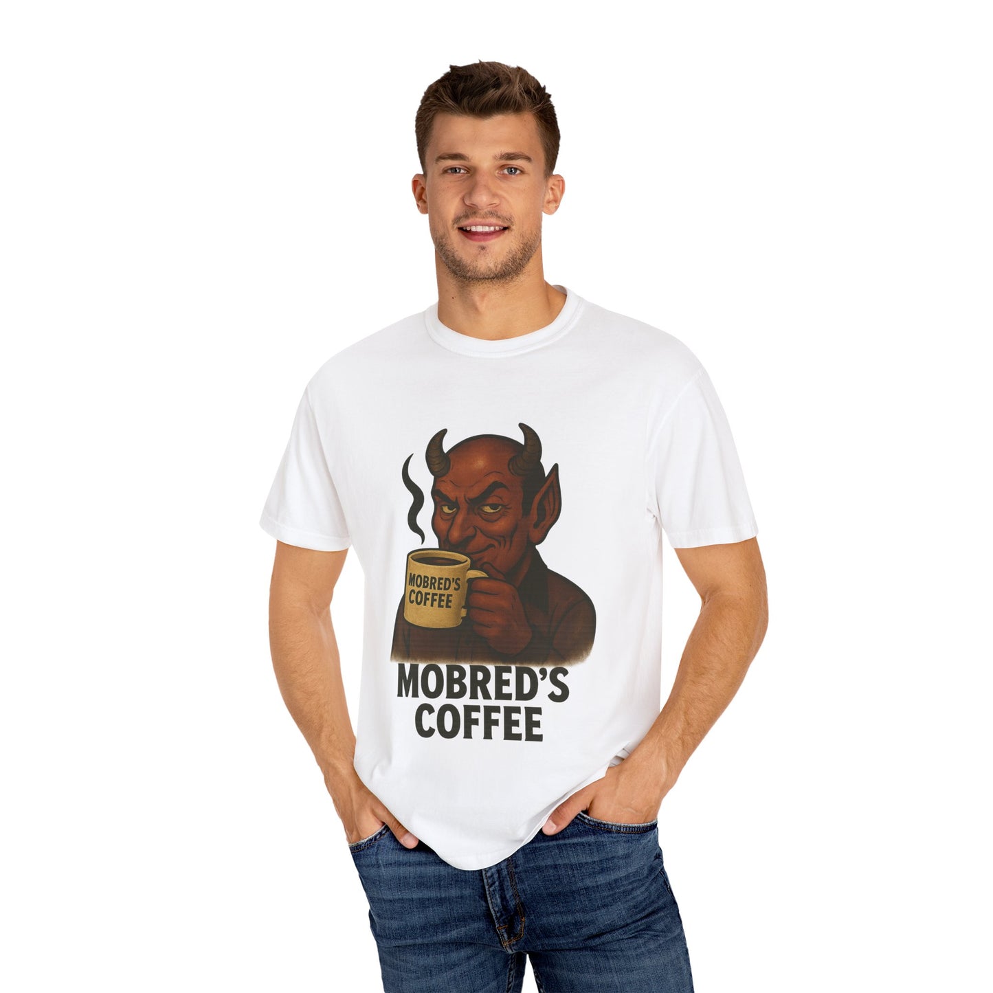 MOBRED'S Coffee T-Shirt, Unisex Graphic Tee, Funny Coffee Lover Gift, Quirky Art Shirt
